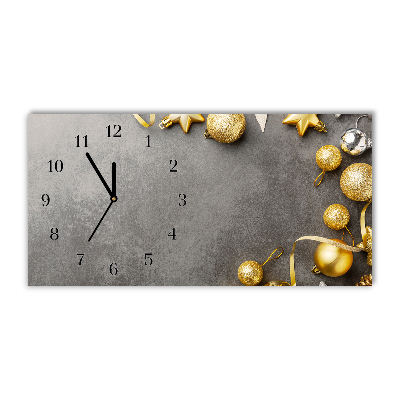 Glass Wall Clock Golden Stars Christmas holidays