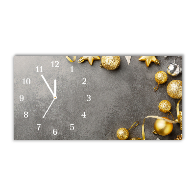 Glass Wall Clock Golden Stars Christmas holidays
