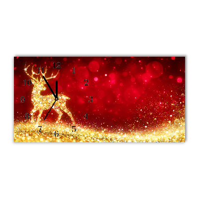 Glass Kitchen Clock Golden Reindeer Christmas Decoration
