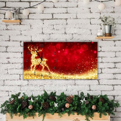 Glass Kitchen Clock Golden Reindeer Christmas Decoration