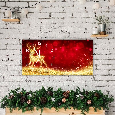 Glass Kitchen Clock Golden Reindeer Christmas Decoration
