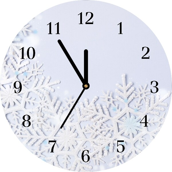 Glass Wall Clock Snowflakes Winter Snow