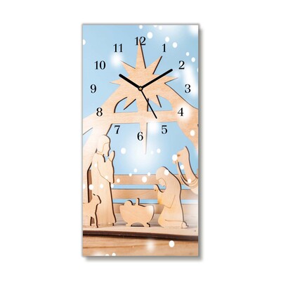 Glass Wall Clock Stable Christmas Winter