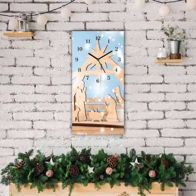 Glass Wall Clock Stable Christmas Winter