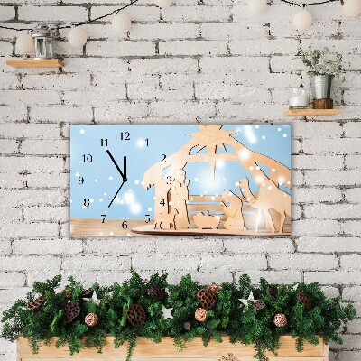 Glass Wall Clock Stable Christmas Winter