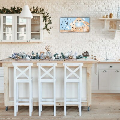 Glass Wall Clock Stable Christmas Winter
