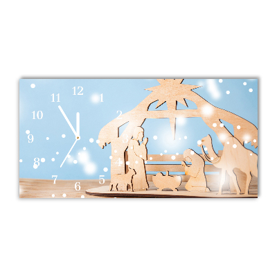 Glass Wall Clock Stable Christmas Winter