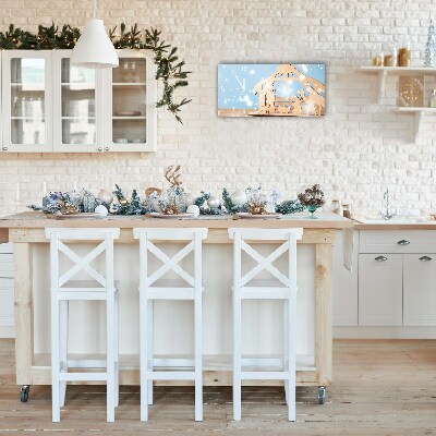 Glass Wall Clock Stable Christmas Winter