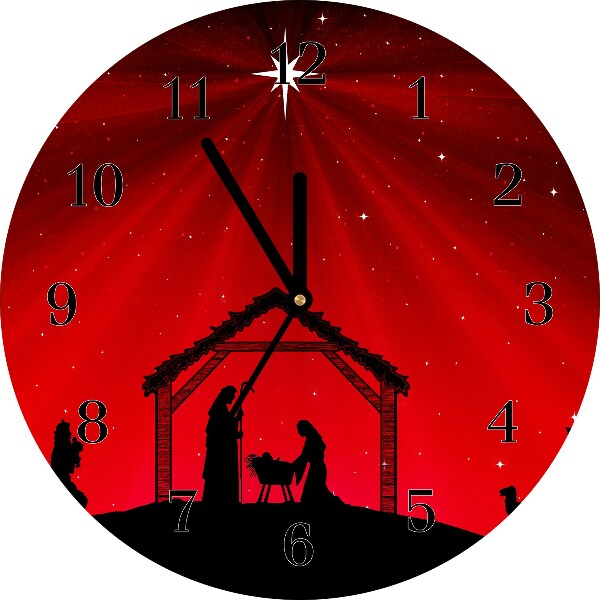 Glass Kitchen Clock Star Christmas holidays