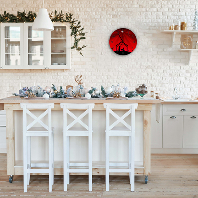 Glass Kitchen Clock Star Christmas holidays