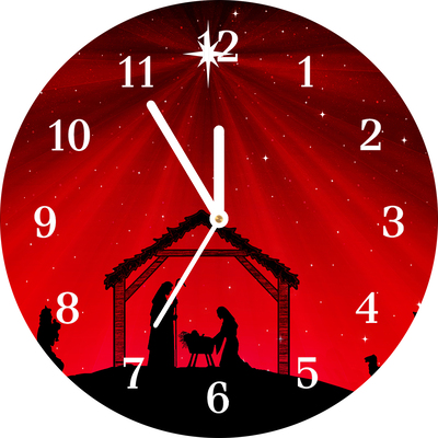 Glass Kitchen Clock Star Christmas holidays