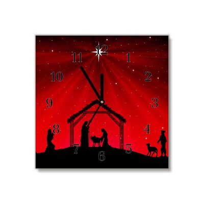 Glass Kitchen Clock Star Christmas holidays