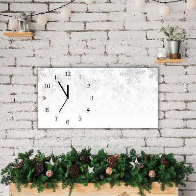 Glass Kitchen Clock Winter Snow Snowflakes