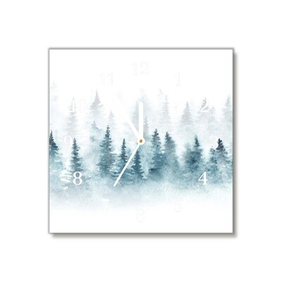 Glass Kitchen Clock Forest Christmas tree Christmas Snow