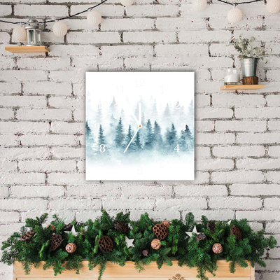 Glass Kitchen Clock Forest Christmas tree Christmas Snow