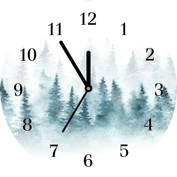 Glass Kitchen Clock Forest Christmas tree Christmas Snow