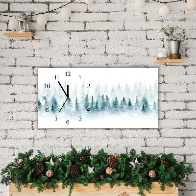 Glass Kitchen Clock Forest Christmas tree Christmas Snow
