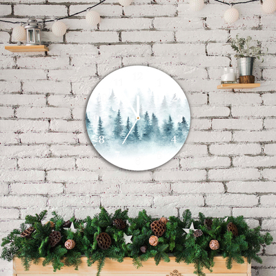Glass Kitchen Clock Forest Christmas tree Christmas Snow