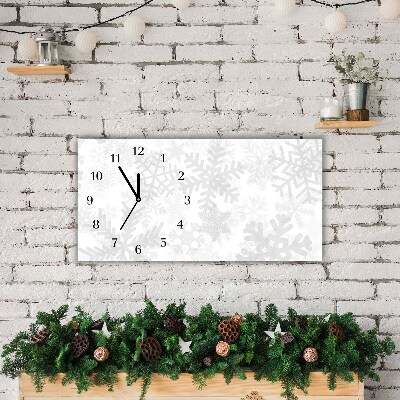 Glass Wall Clock Winter Snow Snowflakes