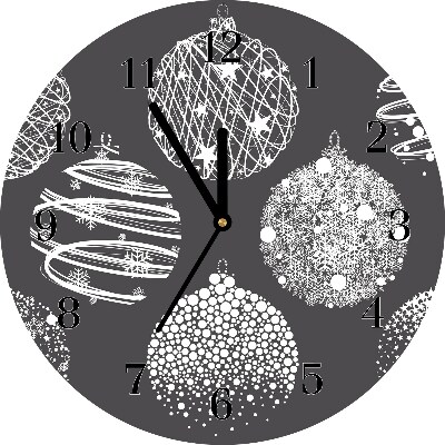Glass Kitchen Clock Abstraction Christmas balls Winter