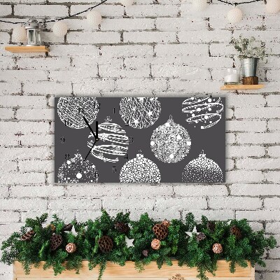 Glass Kitchen Clock Abstraction Christmas balls Winter