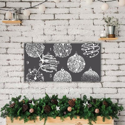 Glass Kitchen Clock Abstraction Christmas balls Winter
