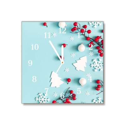 Glass Kitchen Clock Snowflakes Christmas Ornaments
