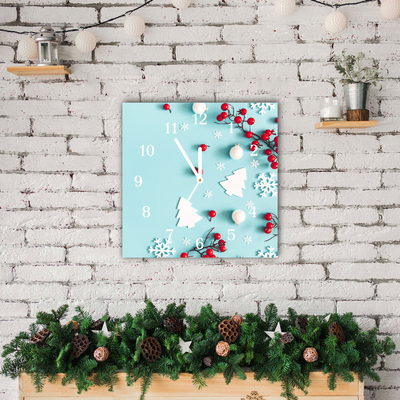 Glass Kitchen Clock Snowflakes Christmas Ornaments