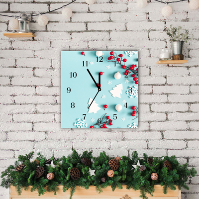 Glass Kitchen Clock Snowflakes Christmas Ornaments