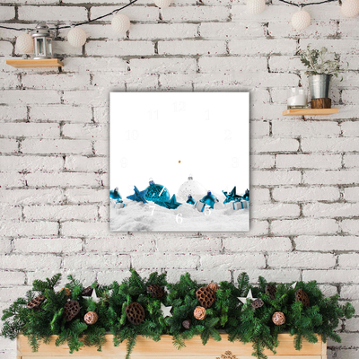 Glass Wall Clock Snow balls Christmas Decorations