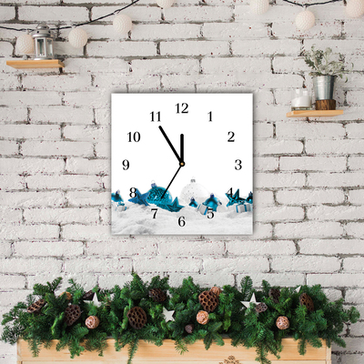 Glass Wall Clock Snow balls Christmas Decorations