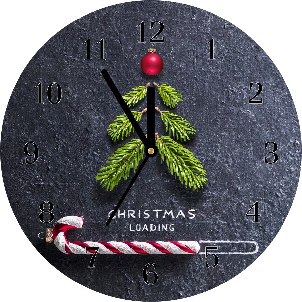 Glass Kitchen Clock Abstraction Christmas holidays Winter