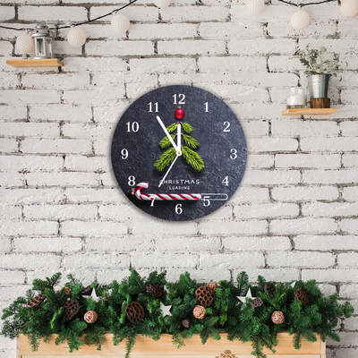 Glass Kitchen Clock Abstraction Christmas holidays Winter