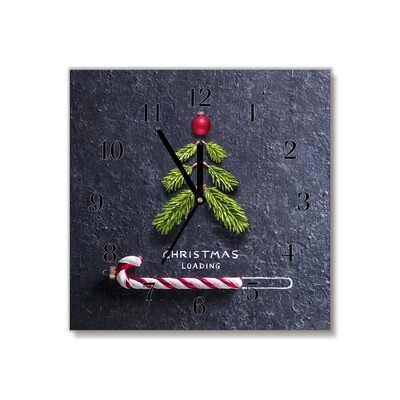 Glass Kitchen Clock Abstraction Christmas holidays Winter