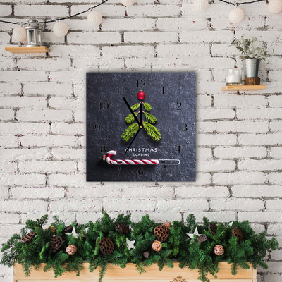 Glass Kitchen Clock Abstraction Christmas holidays Winter