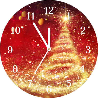 Glass Wall Clock Abstraction Christmas holidays Winter