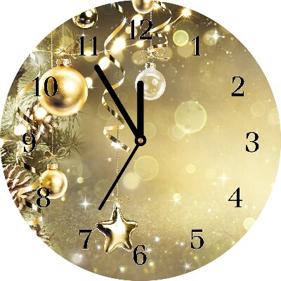 Glass Wall Clock Gold Christmas Holiday Decorations