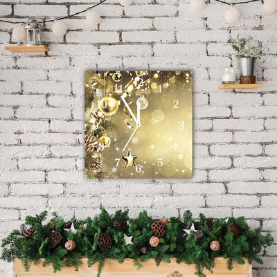 Glass Wall Clock Gold Christmas Holiday Decorations