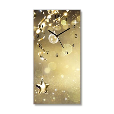 Glass Wall Clock Gold Christmas Holiday Decorations