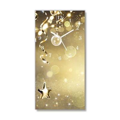 Glass Wall Clock Gold Christmas Holiday Decorations