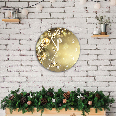 Glass Wall Clock Gold Christmas Holiday Decorations