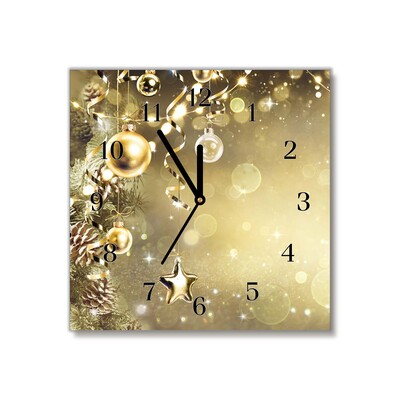 Glass Wall Clock Gold Christmas Holiday Decorations