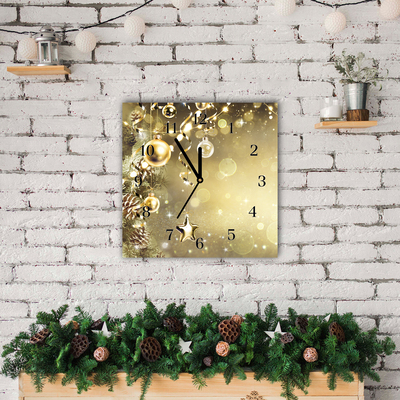 Glass Wall Clock Gold Christmas Holiday Decorations