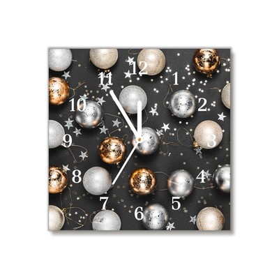 Glass Kitchen Clock Holy Christmas baubles