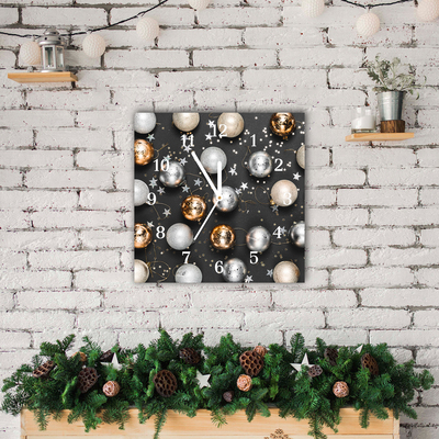Glass Kitchen Clock Holy Christmas baubles