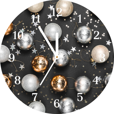Glass Kitchen Clock Holy Christmas baubles