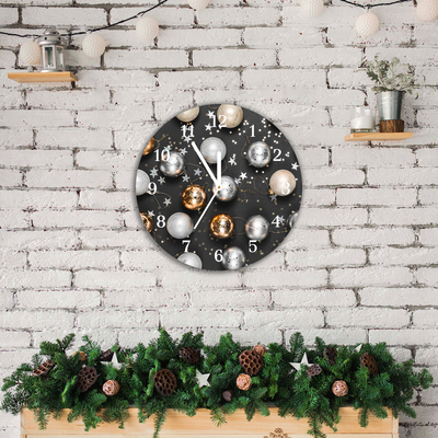 Glass Kitchen Clock Holy Christmas baubles
