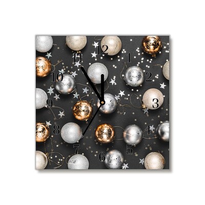 Glass Kitchen Clock Holy Christmas baubles