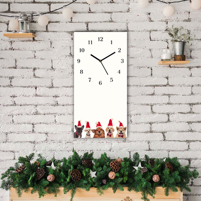 Glass Wall Clock Dogs Santa Claus Christmas