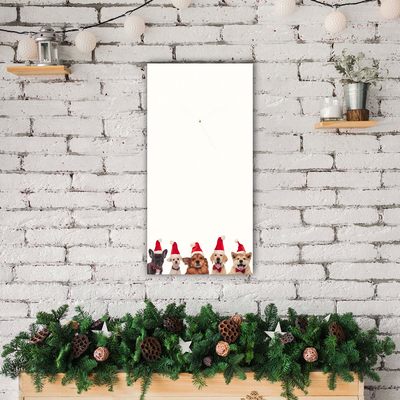 Glass Wall Clock Dogs Santa Claus Christmas